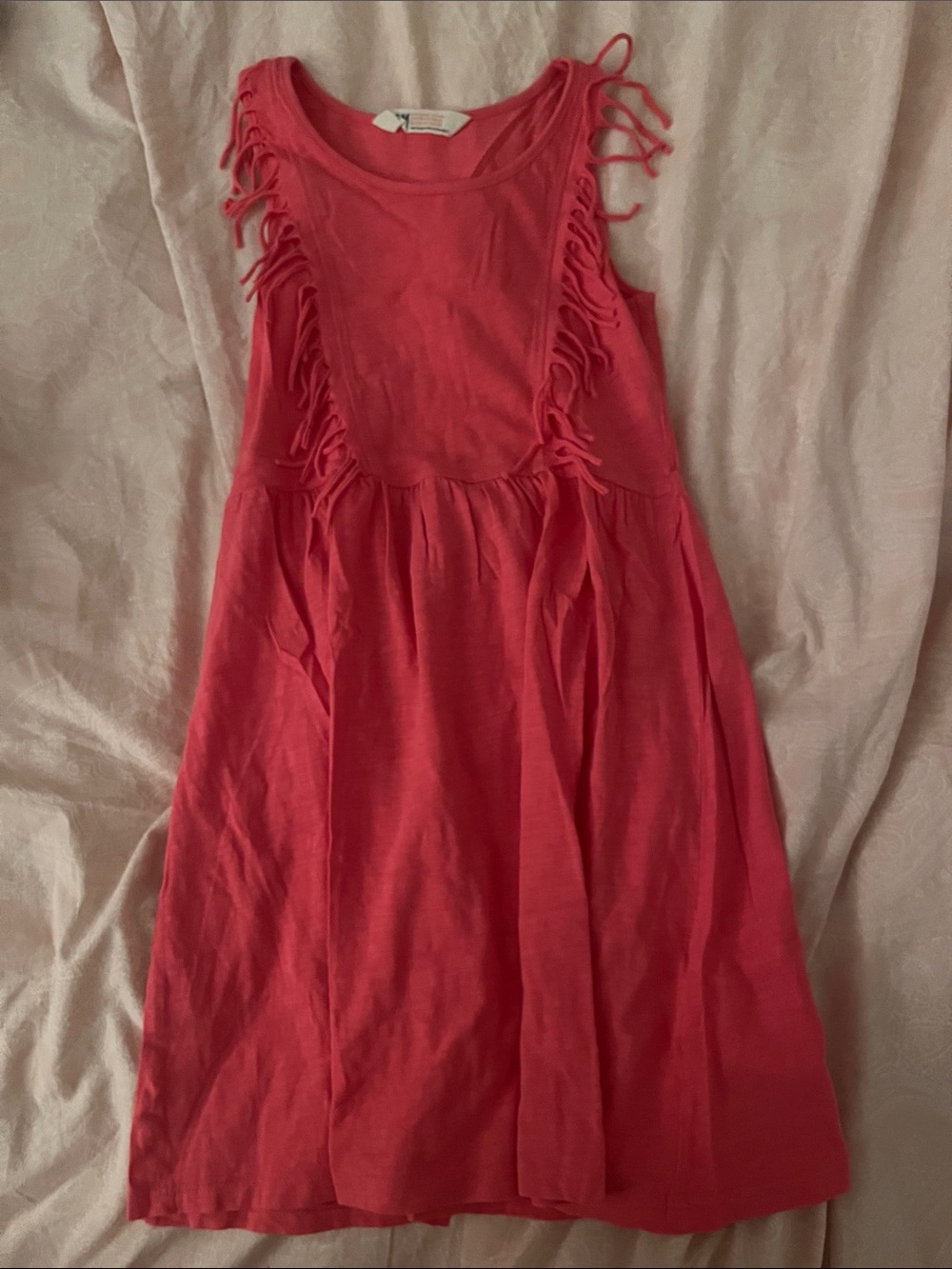 H&M Coral Pink Sleeveless Fringe Cotton Dress